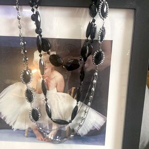 Vintage French Blk Jet Glass Beads - 2 Necklaces to be worn Together or Separate